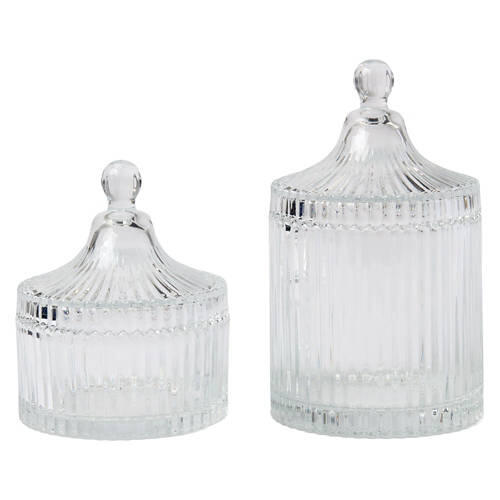 2 Piece Apothecary Glass Jar - Ribbed