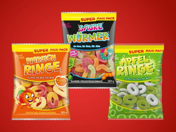 Saure Würmer/​Pfirsich Ringe/​Apfel Ringe