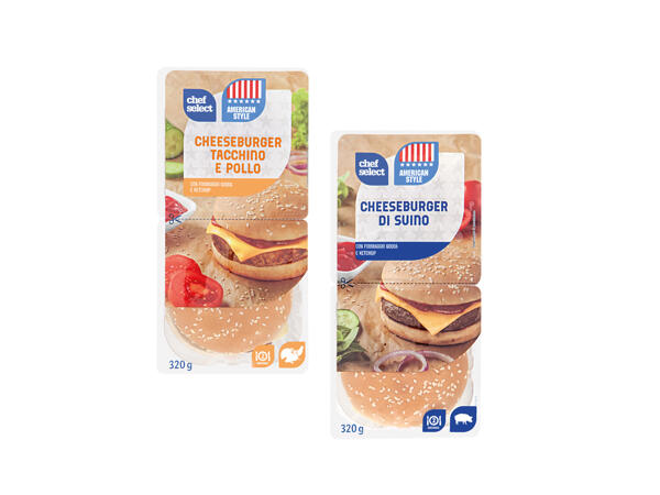 Pork or Turkey and Chicken Cheeseburger