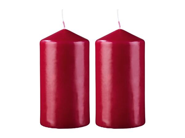 Livarno Home Burgundy Large Pillar Candles - 2 Pack