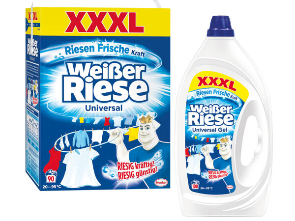 Weißer Riese Waschmittelpulver oder Flüssigwaschmittel