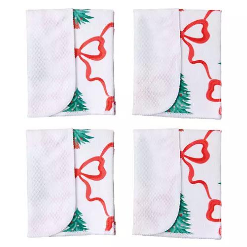 4 Pack Holiday Scrubber Dishcloths - Bows