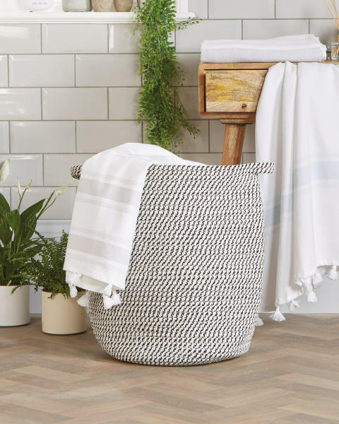 Grey Rope Style Laundry Basket