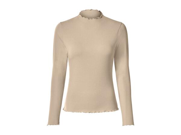 Esmara Ladies' Beige Long Sleeve Ribbed Tops - 2 Pack