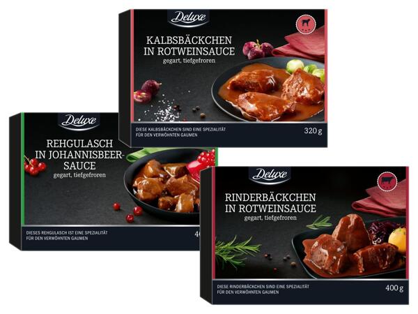 Rinder-/​Kalbsbäckchen oder Rehgulasch