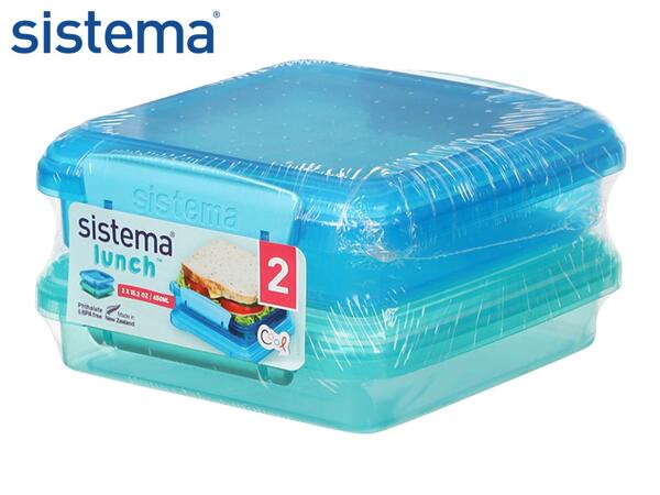 Sistema 450ml Sandwich Box - 2 Pack