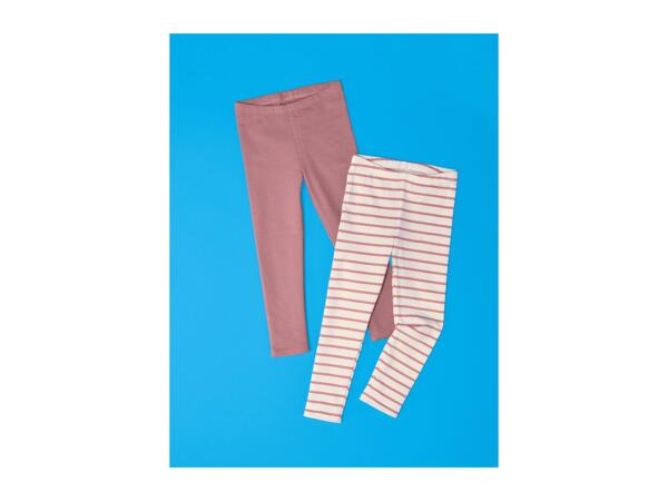 Lupilu Kids' Pink & Striped Thermal Leggings - Pack of 2