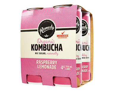 Remedy Raspberry Lemonade Kombucha 4 x 250ml