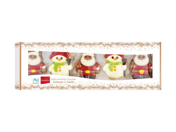 5 Mini Chocolate Santa & Snowman Figures