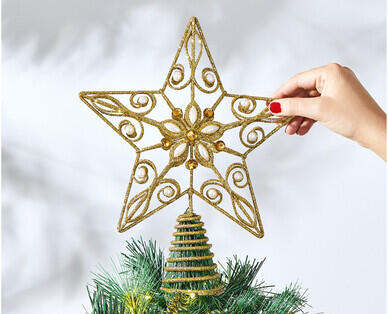Handmade Glass Baubles 9pk, Metal Tree Top Star or Glass Hanging Figurines 9pk