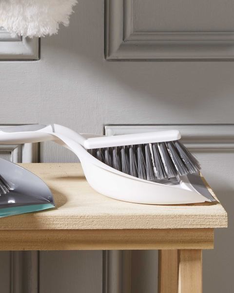 Easy Home White Dustpan & Brush