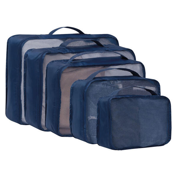 LIVE IN STYLE Navy Pouch Set Packing Bags