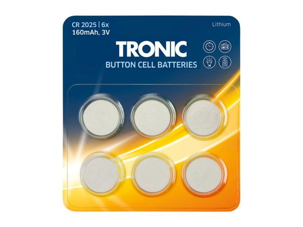 Tronic CR2025 Button Cell Batteries - 6 Pack