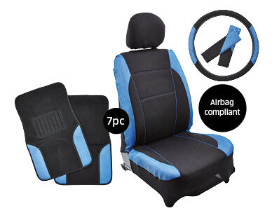 Car Front Seat Set 7pc — Red/Blue/Purple Trim