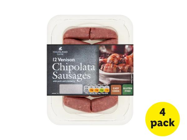 Highland Game Venison Chipolata Sausages with Pork and Cranberry
