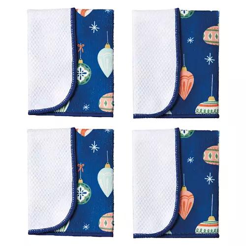 4 Pack Holiday Scrubber Dishcloths - Ornaments