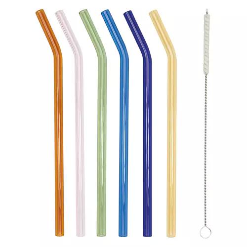 6 Pack Rainbow Glass Straws