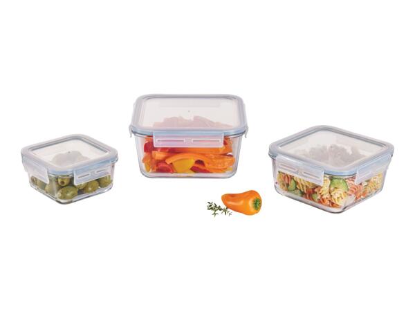 Livarno Home Square Glass Food Storage Containers - 3 Piece Set