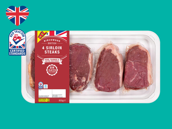 Birchwood 4 British Beef 28-Day Matured Sirloin Steaks