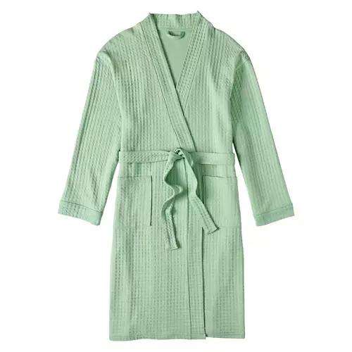 Ladies Waffle Spa Robe - Green, M/L