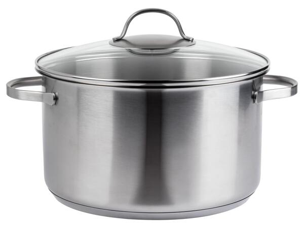 Stainless steel stock pot with glass lid