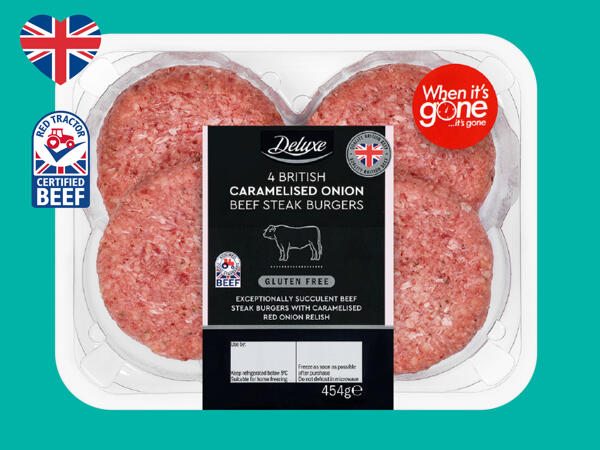 Deluxe 4 Caramelised Onion British Beef Steak Burgers