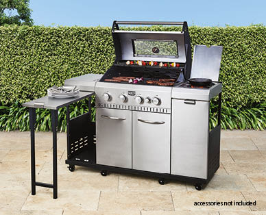 4 Burner Hooded BBQ with Side Burner