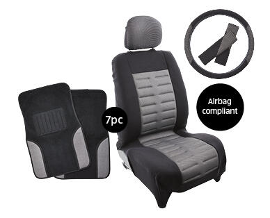 Car Front Seat Set 7pc — Black/Grey Trim