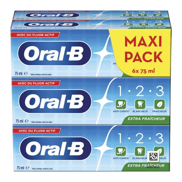 ORAL-B 				6-pack 1-2-3 tandpasta