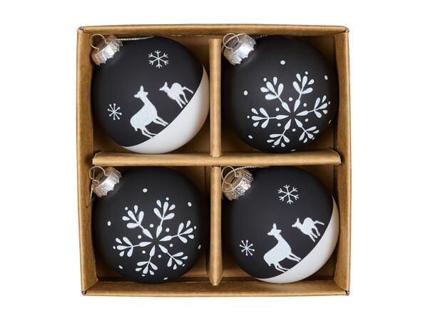 Christmas Glass Baubles, 4 Pieces