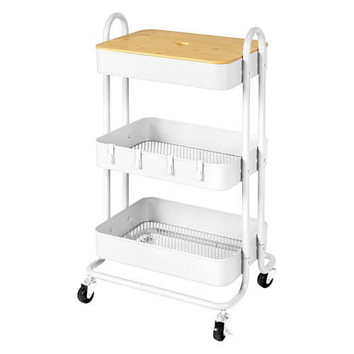 3 Tier Rolling Cart, White