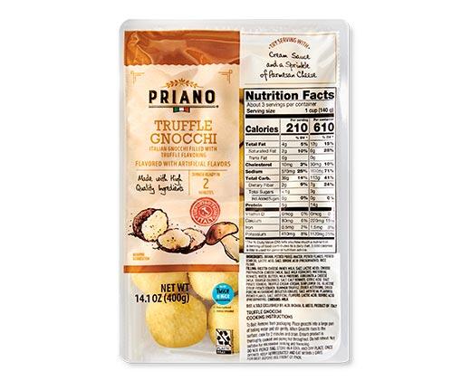Priano Filled Gnocchi Truffle or Tomato & Mozzarella