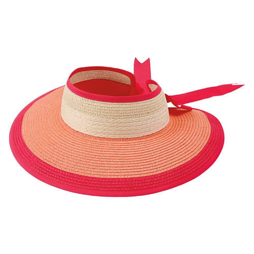 Ladies Beach Hat - Pink Stripe, One Size