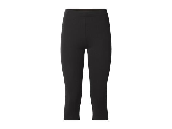 Ladies' Black Cotton Cropped Leggings