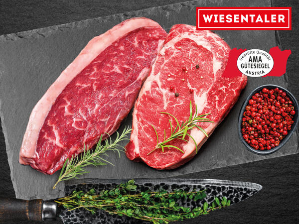 Frisches Rumpsteak oder Rib-Eye-Steak