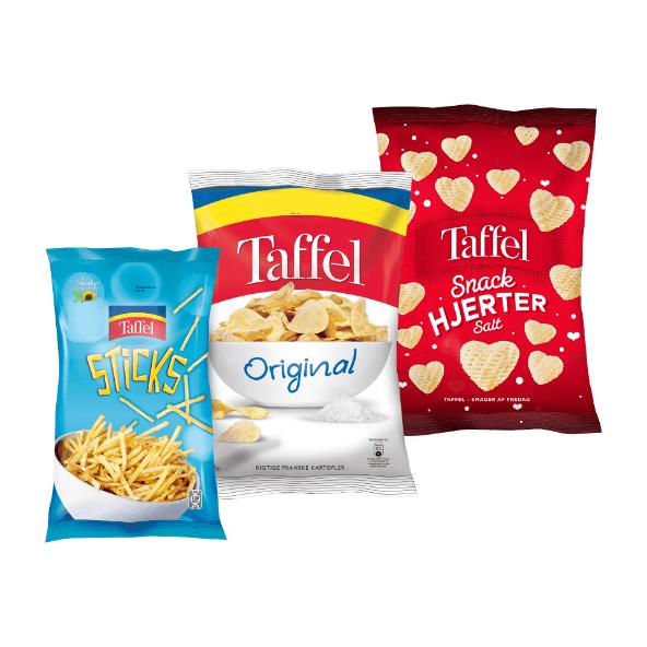 Original, kartoffelsticks eller snackhjerter