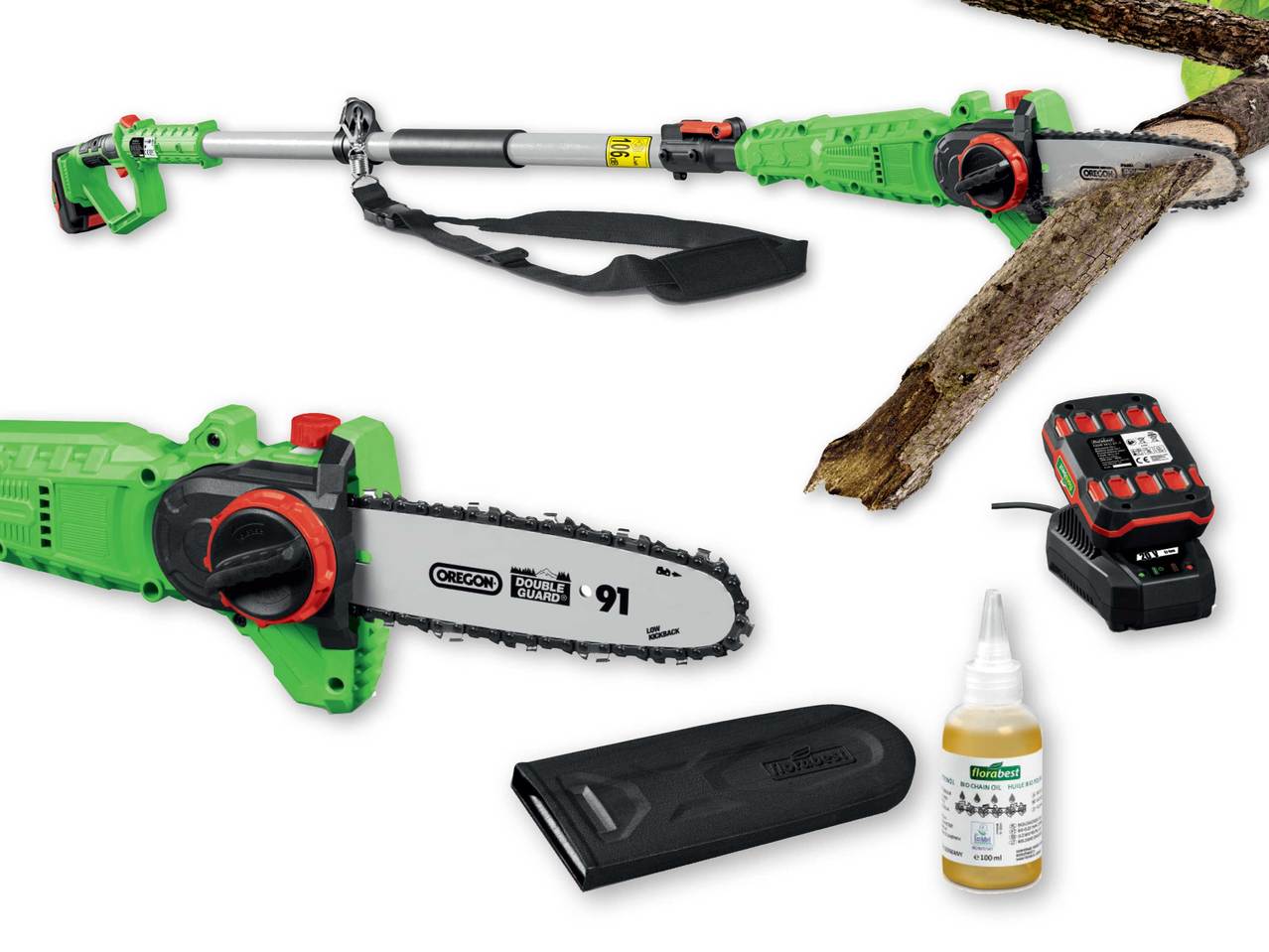 FLORABEST 20V Li-Ion Cordless Telescopic Pruner