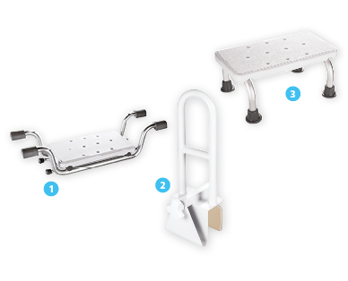 Siège/Barre d'appui pour baignoire/Escabeau d'appoint ACTIVE MED
