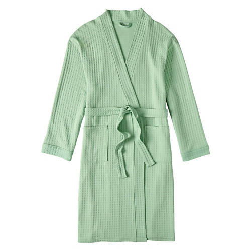 Ladies Waffle Spa Robe - Green, L/XL