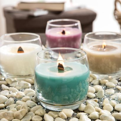 Bougie wellness à mèche en bois