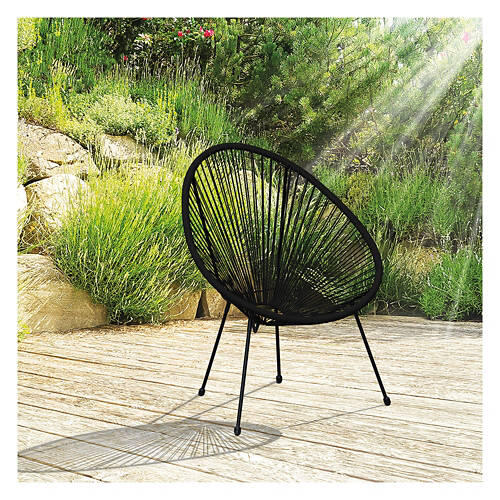 Oval Shaped Patio String Chair, Black
