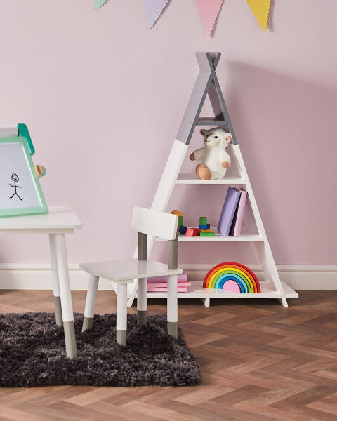 Children's Grey Wooden Bookcase