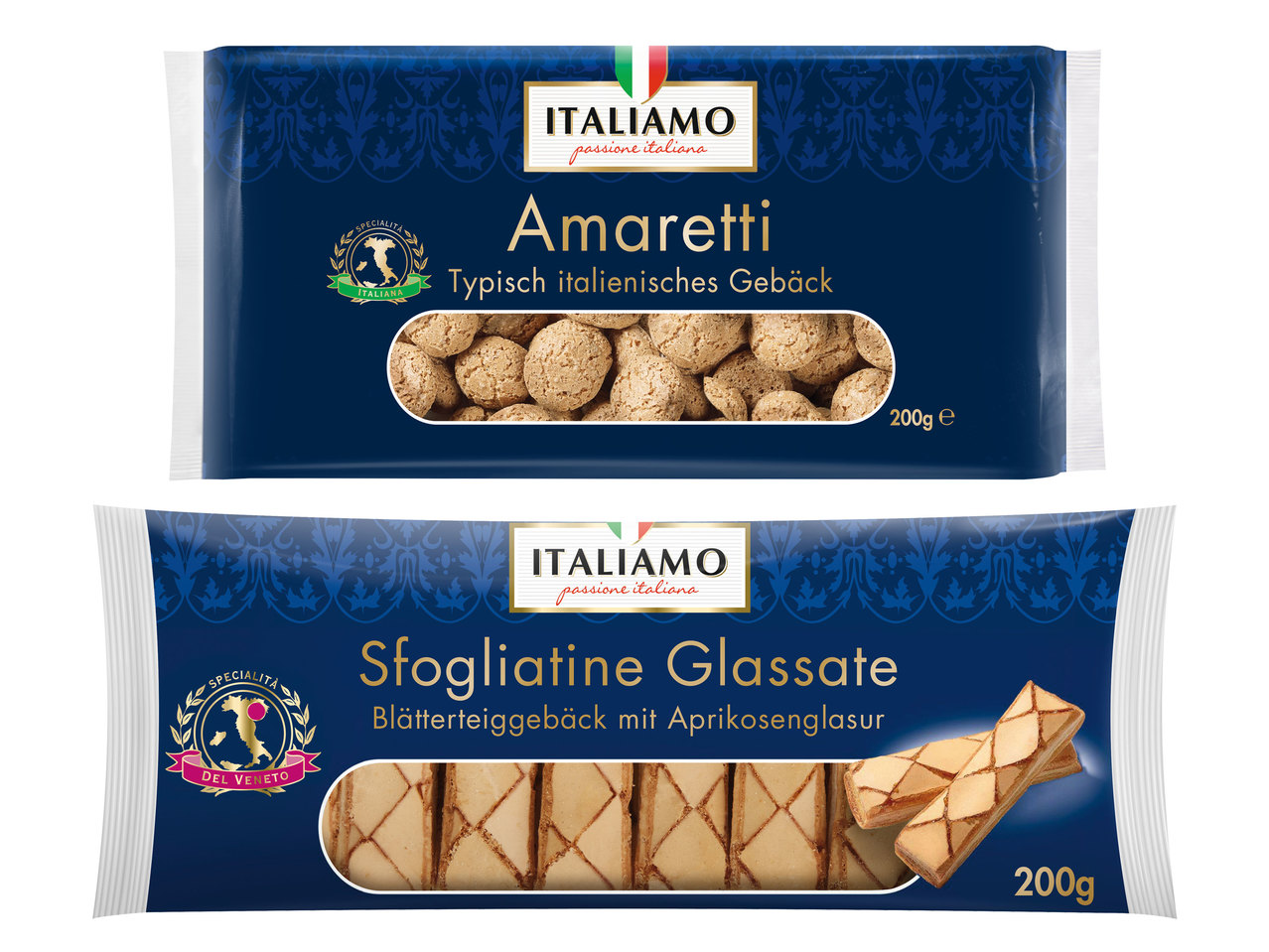 ITALIAMO Amaretti oder Blätterteiggebäck mit Marillenglasur