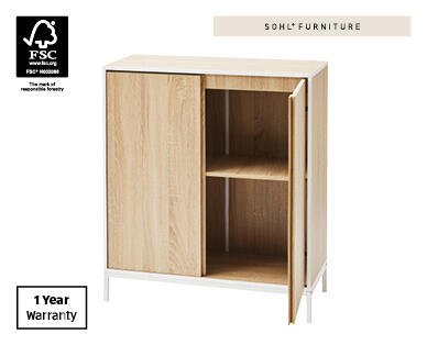 Home Study Storage Cupboard - White/Natural