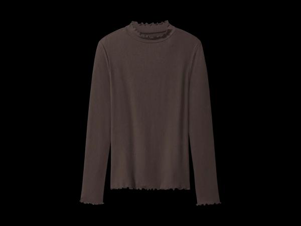 Damen Geripptes-Langarmshirt