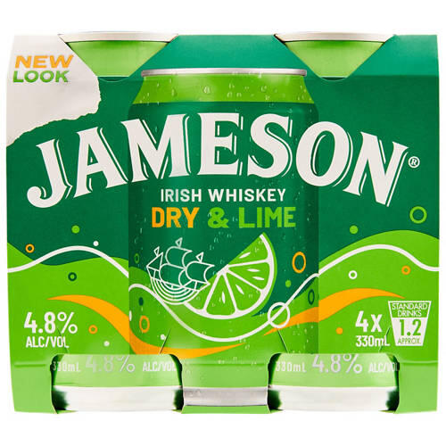 Dry & Lime Cans 4 Pack 330ml