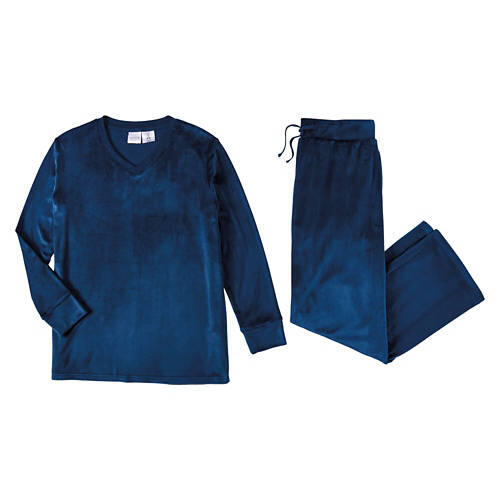 Ladies Plush Lounge Set - Blue, XL