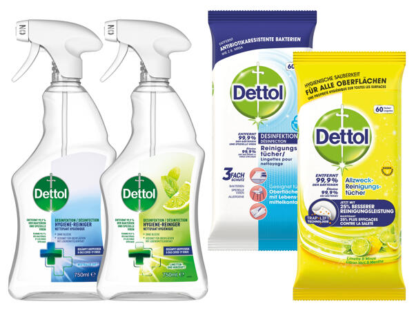 Dettol Allzweckreiniger oder Desinfektionstücher