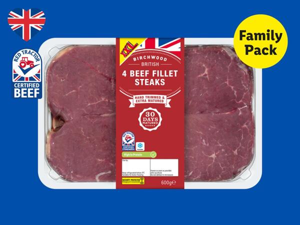 Birchwood 4 British Beef Fillet Steaks