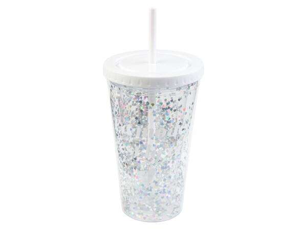 Drinks Cup with Straw – Silver